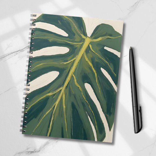 Green Monstera Leaf Botanical Plant Watercolor ノートブック