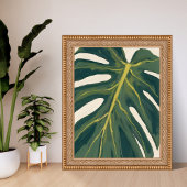 Green Monstera Leaf Botanical Plant Watercolor ポスター