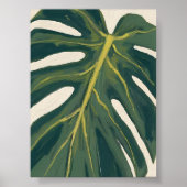 Green Monstera Leaf Botanical Plant Watercolor ポスター (正面)