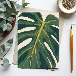 Green Monstera Leaf Botanical Plant Watercolor ポストカード