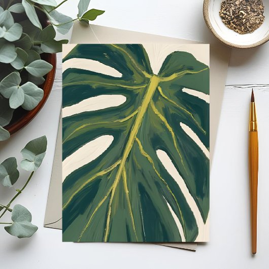 Green Monstera Leaf Botanical Plant Watercolor ポストカード