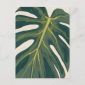 Green Monstera Leaf Botanical Plant Watercolor ポストカード (正面)
