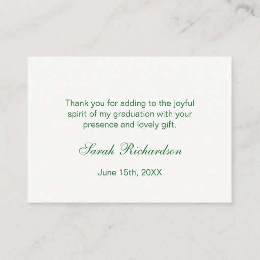 Green Mortal, diploma卒業ありがとう 名刺 (裏面)