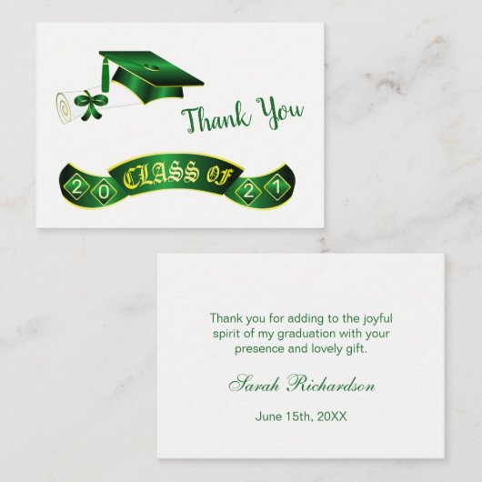 Green Mortal, diploma卒業ありがとう 名刺 (正面/裏面)