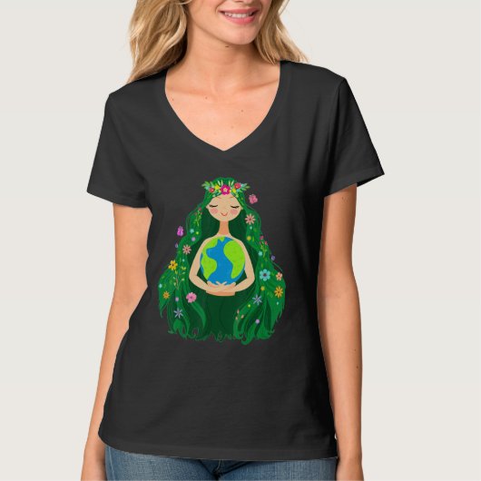 Green Mother Earth Day Gaia Save Our Planet Women  Tシャツ (正面)