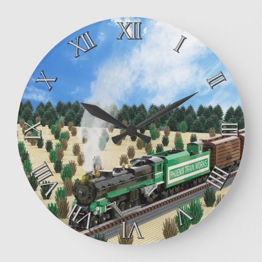 Green Mountain 4-8-2 Train Clock ラージ壁時計 (正面)