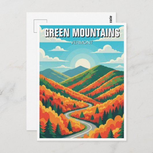 Green Mountains Vermont Fall Foilage ポストカード (正面/裏面)