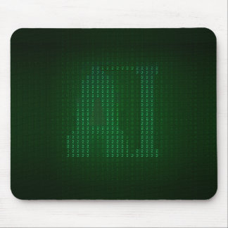 Green mousepad with a hidden message about AI. マウスパッド