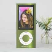 Green MP3 Music Player Birthday 招待状 (スタンド正面)