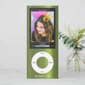 Green MP3 Music Player II Birthday 招待状 (スタンド正面)