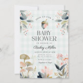 Green Mushroom Woodland Baby Shower 招待状 (正面)