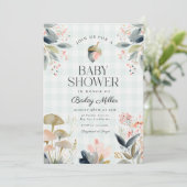 Green Mushroom Woodland Baby Shower 招待状 (スタンド正面)