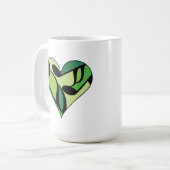 Green Music Noteのハートパターン(の模様が)あるマグ コーヒーマグカップ (正面左)