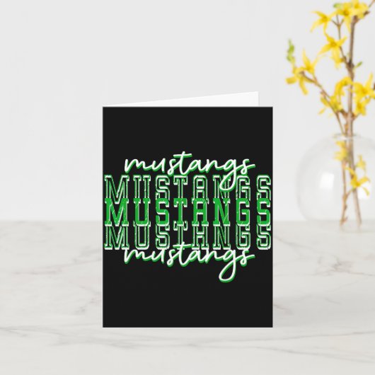 Green Mustang Pride School Srit Game Day Mustangs カード (黄色い花)