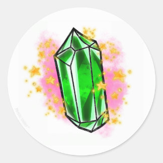 Green mystical radiant gemstone sticker ラウンドシール