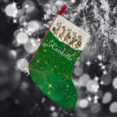 Green Name Marching Quirky Christmas Reindeer  スモールクリスマスストッキング