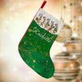 Green Name Marching Quirky Christmas Reindeer  スモールクリスマスストッキング