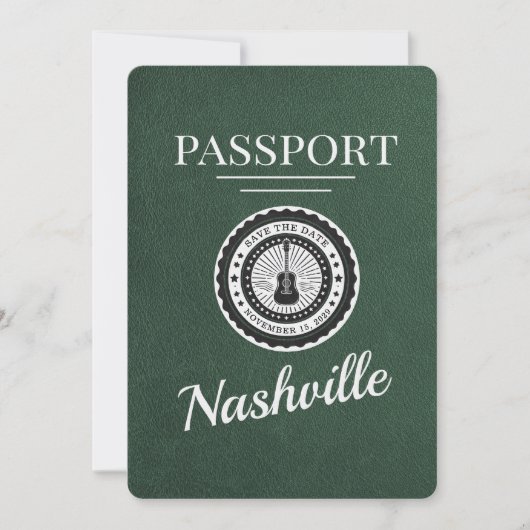 Green Nashville Passport日付の保存 セーブザデート (正面)