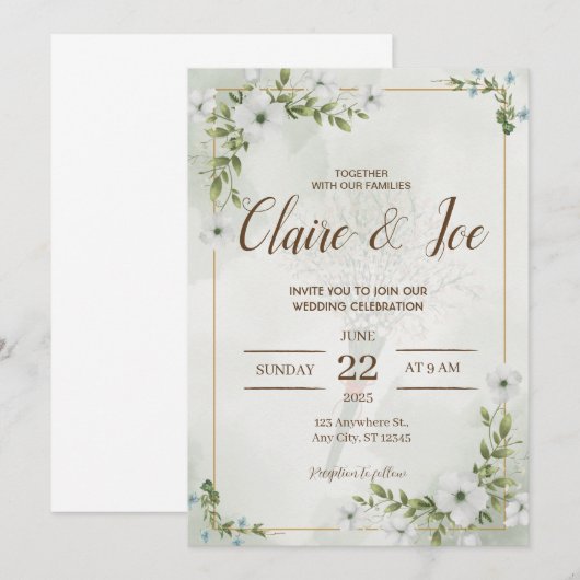 Green Natural Wedding Invitation 招待状 (正面/裏面)