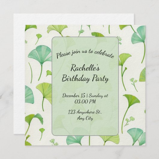 Green Nature Craft | Botanical Scrapbook 招待状 (正面/裏面)