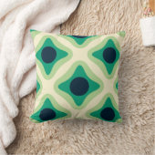  Green & Navy Geometric Patter Throw Pillow クッション (ブランケット)