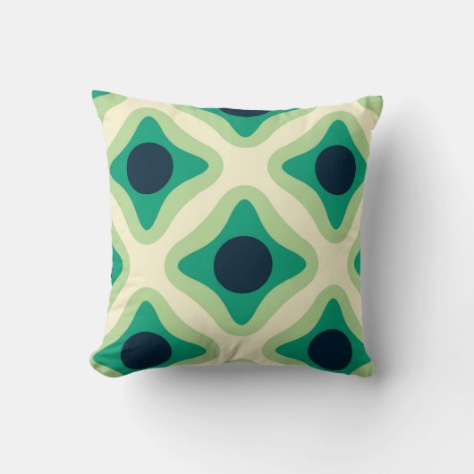  Green & Navy Geometric Patter Throw Pillow クッション (正面)