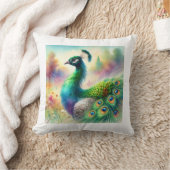 Green necked peafowl 120924AREF136 - Watercolor クッション (ブランケット)