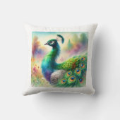 Green necked peafowl 120924AREF136 - Watercolor クッション (裏面)