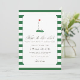 Green New to the Club Golf Baby Shower 招待状
