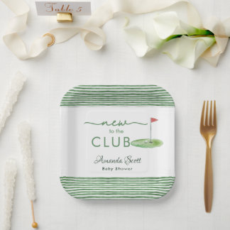 Green New to the Club Golf Theme Baby Shower  ペーパープレート