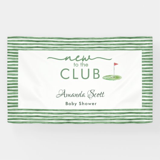 Green New to the Club Golf Theme Baby Shower  横断幕 (横)