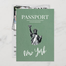 Green New York City Passport日付の保存 セーブザデート
