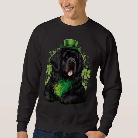 Green Newfie Dog shamrock St Patricks Day Newfound スウェットシャツ (正面)