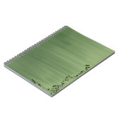 Green Notebook with Floral Accent – Stylish Journa ノートブック (左側)