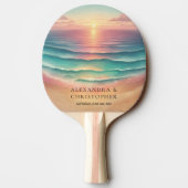 Green Ocean Beach Watercolor Signature Summer Sun 卓球ラケット (裏面)