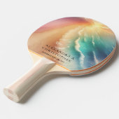 Green Ocean Beach Watercolor Signature Summer Sun 卓球ラケット (正面アングル)