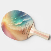 Green Ocean Beach Watercolor Signature Summer Sun 卓球ラケット (横)