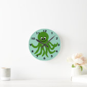 Green Octopus Design ラウンド壁時計 (ホーム)