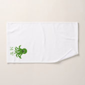 Green Octopus Design Monogrammed バスタオルセット (ハンドタオル)