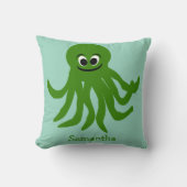 Green Octopus Design Personalised クッション (正面)