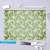 Green Olive & Leaf Pattern On Light Green 薄葉紙 (クラフト)