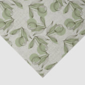Green Olive & Leaf Pattern On Pastel Green 薄葉紙 (詳細)