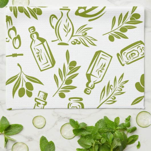 Green Olive Oil キッチンタオル (折り畳み)