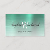 Green Ombre Brushed Metal Monogram Hair Salon 名刺 (正面)