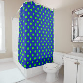 Green On Blue Polka Dots Pattern Design シャワーカーテン (インサイチュ)