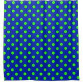 Green On Blue Polka Dots Pattern Design シャワーカーテン (正面)