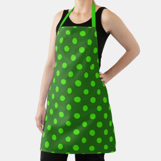 Green On Dark Green Polka Dots Pattern Design  エプロン