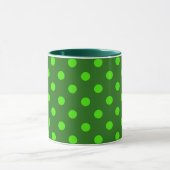 Green On Dark Green Polka Dots Pattern Design  マグカップ (中央)