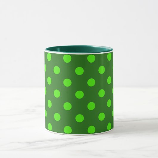 Green On Dark Green Polka Dots Pattern Design  マグカップ (中央)