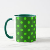 Green On Dark Green Polka Dots Pattern Design  マグカップ (左)